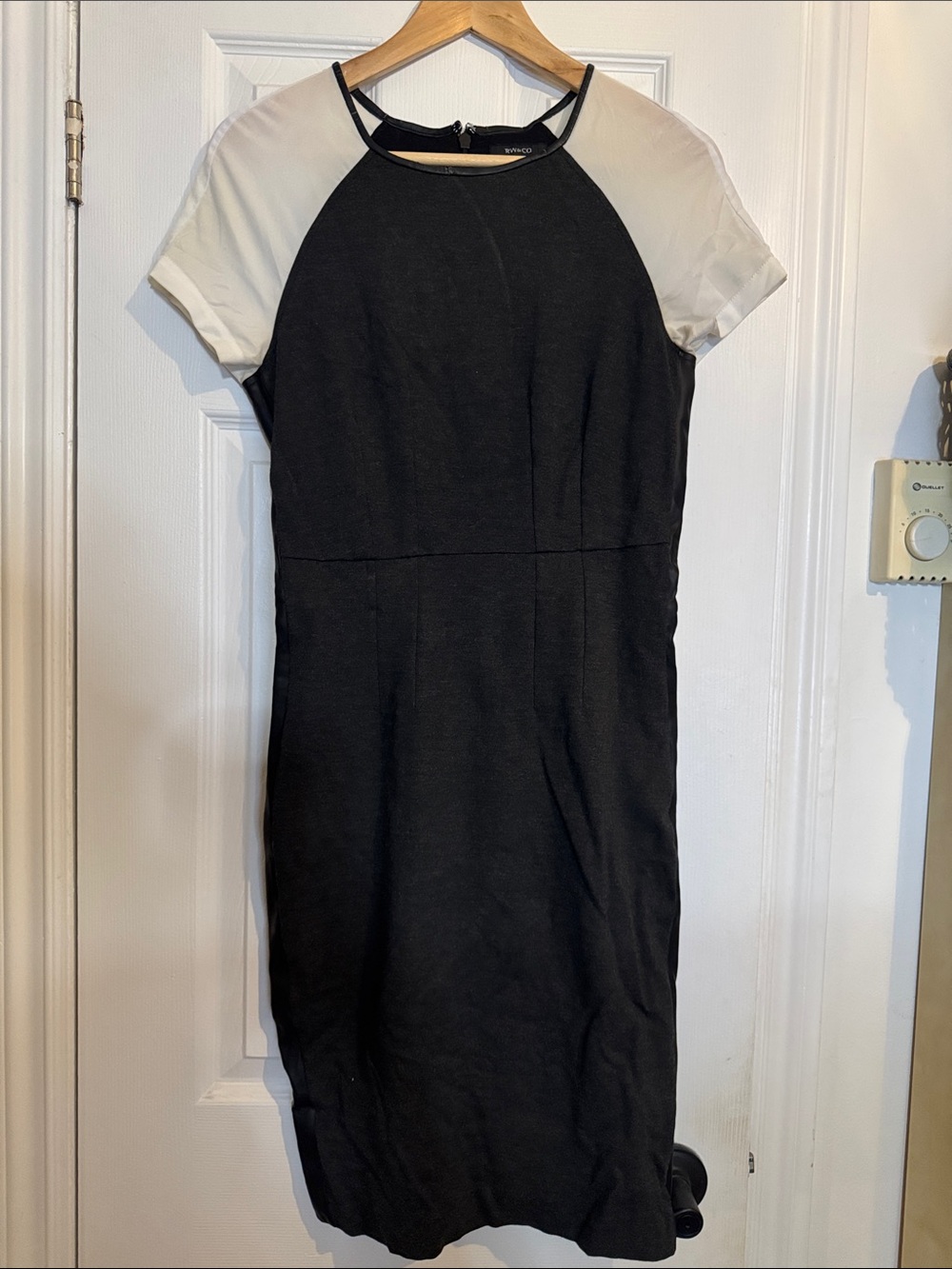 RW&CO Black & White Faux Leather Panel Dress S/P